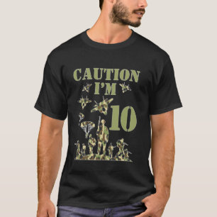 Camiseta Camuflagem Dez Aniversário Menino Militar 10º Fest