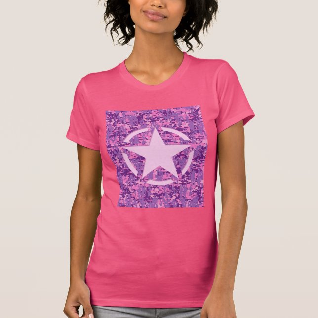 Camiseta Camuflagem Digital Girly Hot Pink (Frente)
