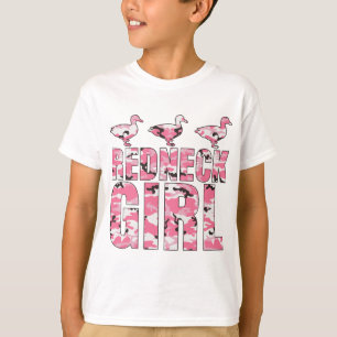 Camiseta Camuflagem do rosa da menina do campónio 3 patos