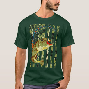 Camiseta Camuflagem EUA Bandeira Americana Pescador Anglo P
