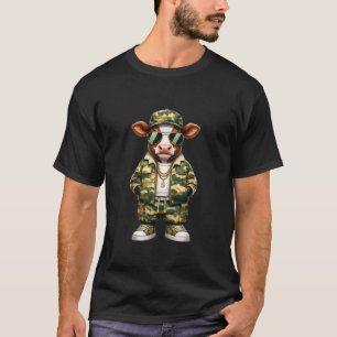 Camiseta Camuflagem Hip Hop Vaca Camuflado Gângster Streetw