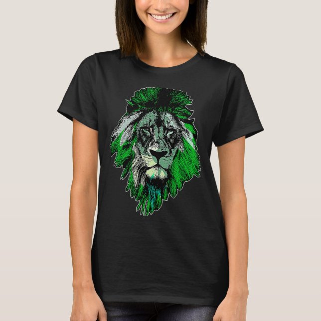 Camiseta Camuflagem Lion legal Animal Face Gato Grande (Frente)