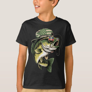 Camiseta Camuflagem masculina bandeira americana de pesca d
