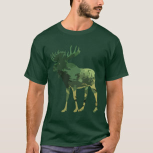Camiseta Camuflagem Moose Animal Nature art