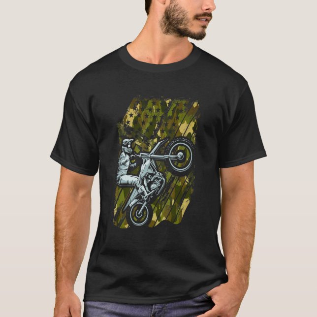 Camiseta Camuflagem Motocross da bandeira Americana Dirt Bi (Frente)