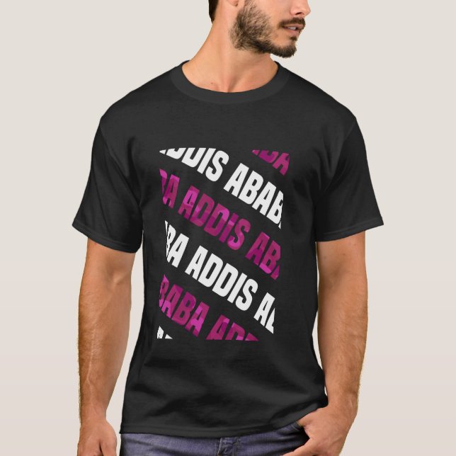 Camiseta Camuflagem rosa com padrão Addis Ababa (Frente)