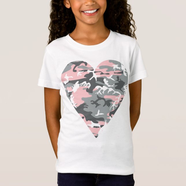 Camiseta Camuflagem Rosa e Cinza, Militar, Exército (Frente)