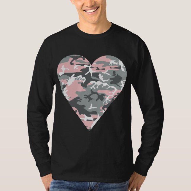 Camiseta Camuflagem Rosa e Cinza, Militar, Exército (Frente)