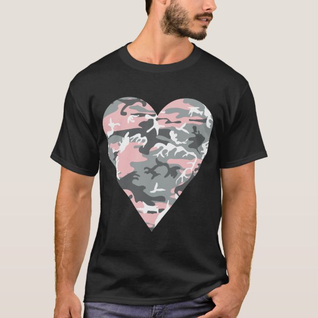 Camiseta Camuflagem Rosa e Cinza, Militar, Exército (Frente)