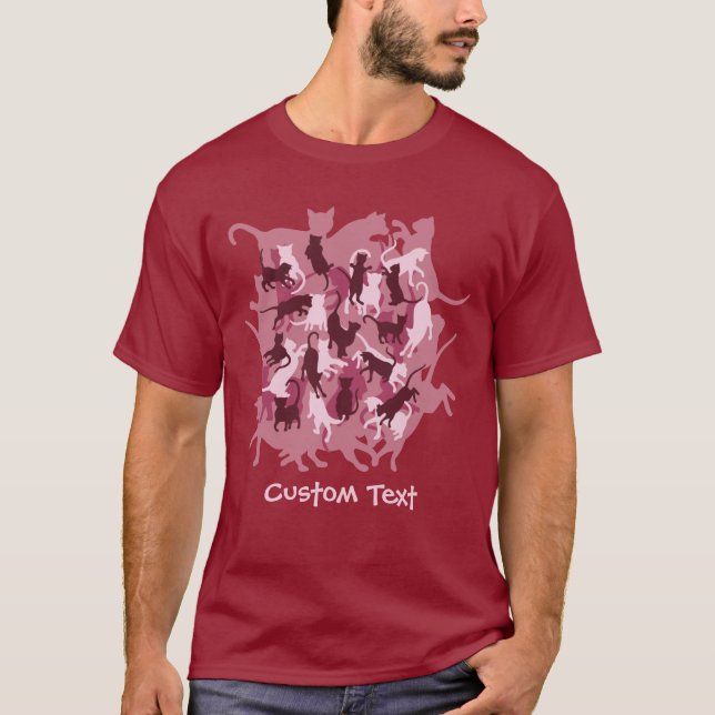 Camiseta Camuflagem Rosa Gatos (Frente)