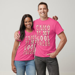 Camiseta Camuflagem Rosa Pastel É Minha Cor Legal Unisex