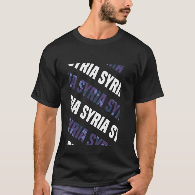 Camiseta Camuflagem Roxa com Padrão da Síria (Frente)