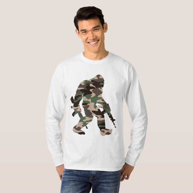 Camiseta Camuflagem Sasquatch Bigfoot (Frente Completa)