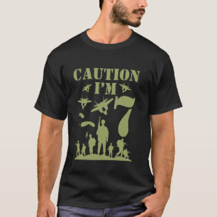 Camiseta Camuflagem Sete Aniversário Menino Militar 7º Fest