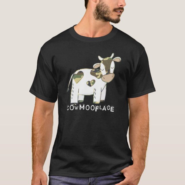 Camiseta Camuflagem Trocadilho Camo Vaca (Frente)
