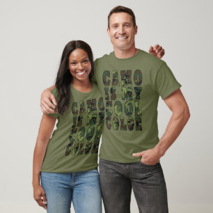 Camiseta Camuflagem Verde Florestal É Minha Cor Legal Unise