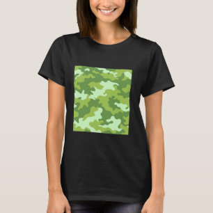 Camiseta Camuflagem Verde-Luz Arte Bonito Padrão Camo