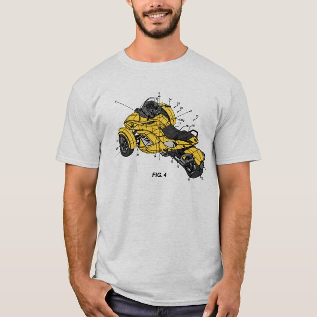 Camiseta Can Am Spyder Patent/Blueprint Design.Amarelo. (Frente)
