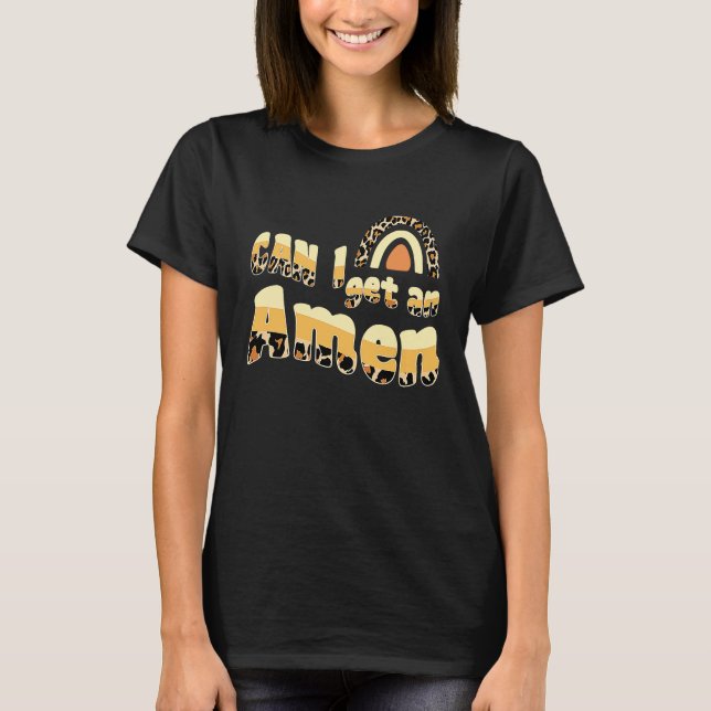 Camiseta Can I Get An Amen Christian Jesus God  Leopard Pri (Frente)
