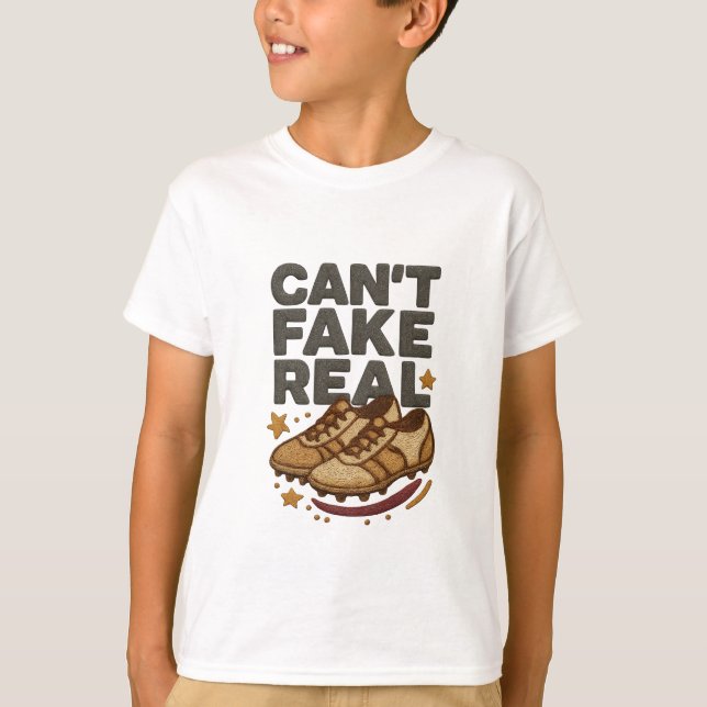 Camiseta Can’t Fake Real Football Embroidered Design (Frente)