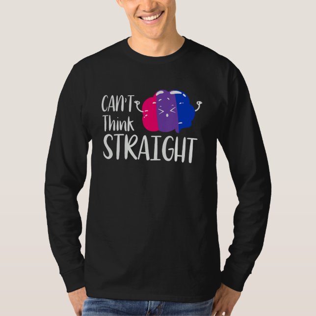 Camiseta CAN T THINK STRAIGHT Rainbow LGBT Flag Gay Pride (Frente)