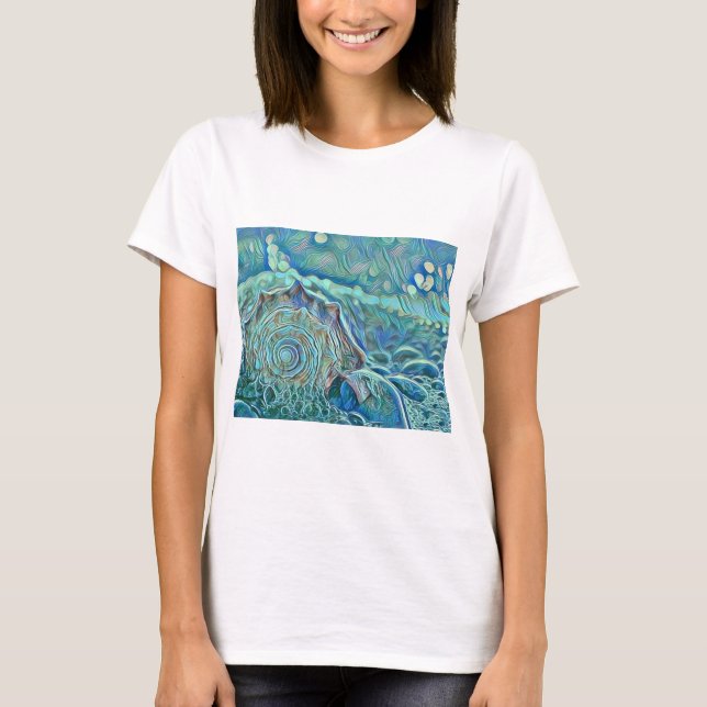 Camiseta Cana azul na pintura espumante (Frente)