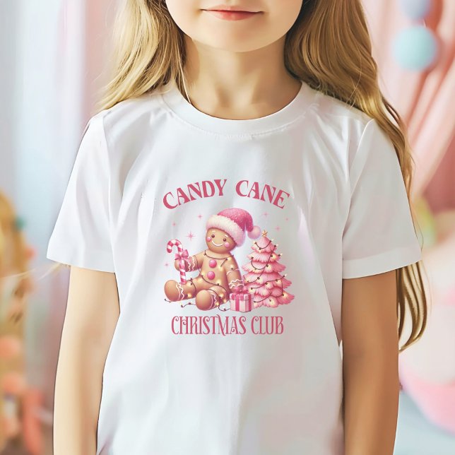 Camiseta Cana-de-açúcar (Girls Christmas tshirt Candy Cane Club)