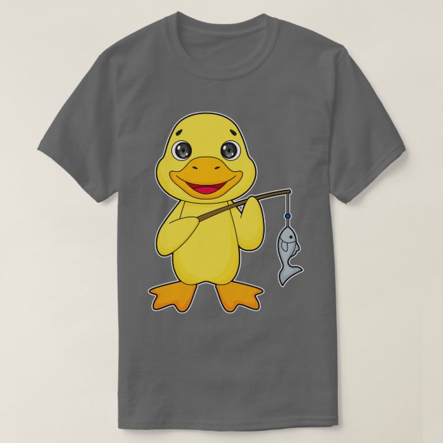 Camiseta Cana de Pesca de Pato Caçador de Peixes (Frente do Design)