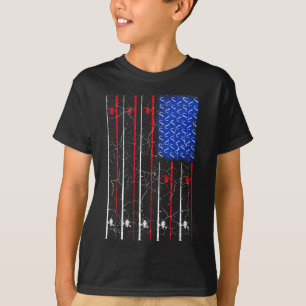 Camiseta Cana de Pesca Topo Bandeira dos EUA Americana
