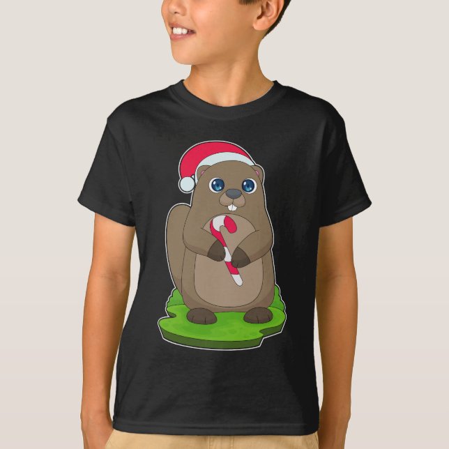 Camiseta Cana doce de Natal do castor (Frente)