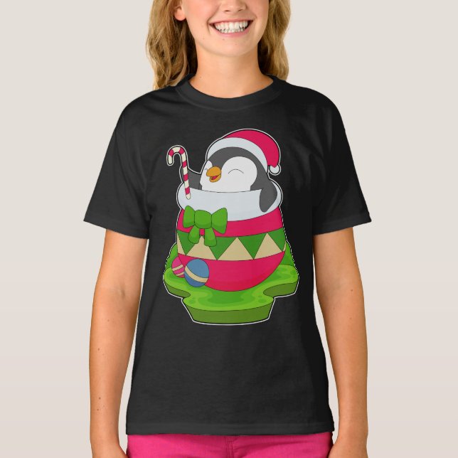 Camiseta Cana doce de Natal Pinguim (Frente)