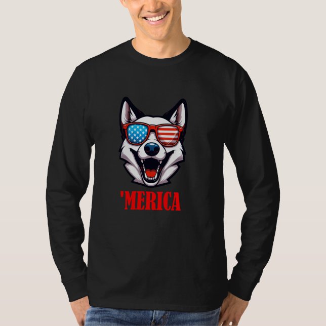 Camiseta Canaan Dog Merica 4 de julho Bandeira dos EUA (Frente)