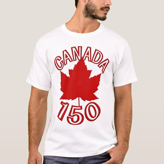 Camiseta Canadá 150 T-shirts mais tamanho Canadá 150 Shirts (Frente)
