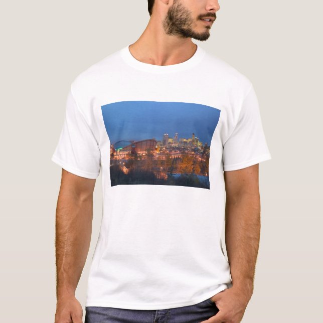 Camiseta Canadá, Alberta, Calgary: panorama da cidade a par (Frente)