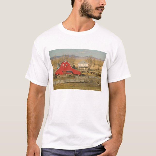 Camiseta Canadá, Alberta, Pincher Creek: Red Barn & Ranch (Frente)
