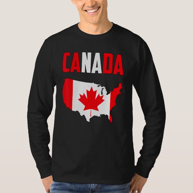 Camiseta Canadá American Map Canadian Flag Mapping Leaf Gra (Frente)