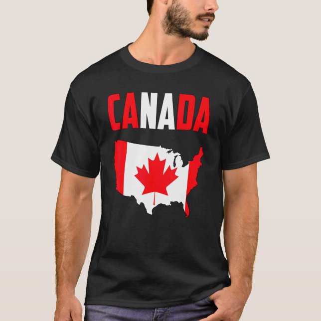 Camiseta Canadá American Map Canadian Flag Mapping Leaf Gra (Frente)