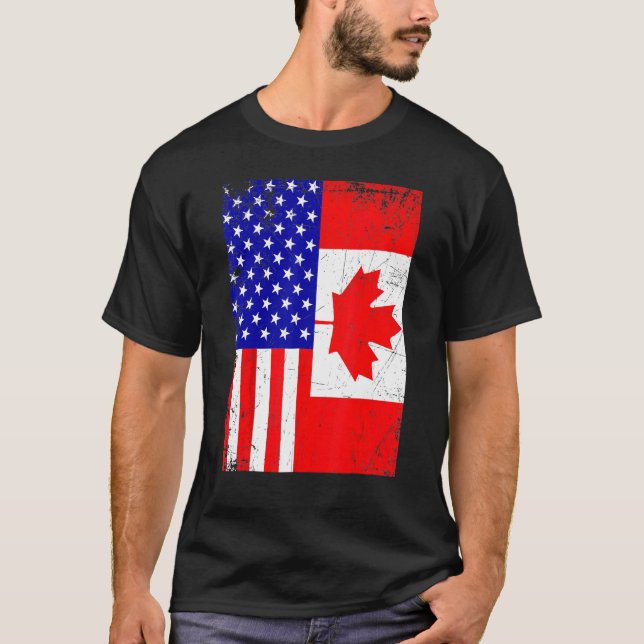 Camiseta Canadá Americano Canadá Bandeira 4 de julho (Frente)