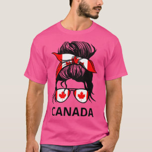 Camiseta Canadá: Bandeira canadense com Messy Bun I