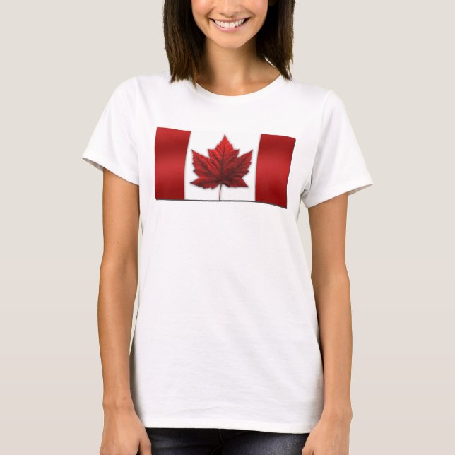 Camiseta Canadá: Bandeira das mulheres no topo do Canadá (Frente)