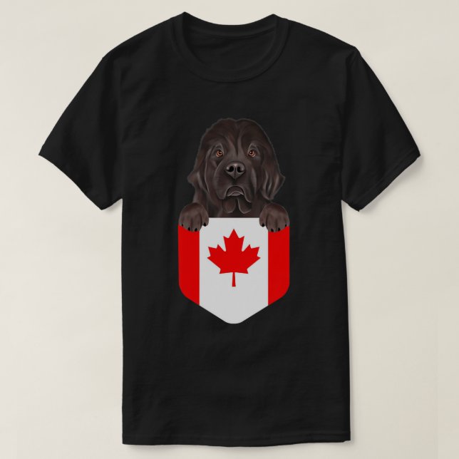 Camiseta Canadá: Bandeira do Cachorro da Terra Nova em Cami (Frente do Design)