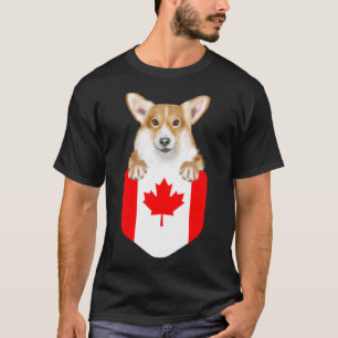 Camiseta Canadá: Bandeira Pembroke Welsh Corgi Dog Pocket