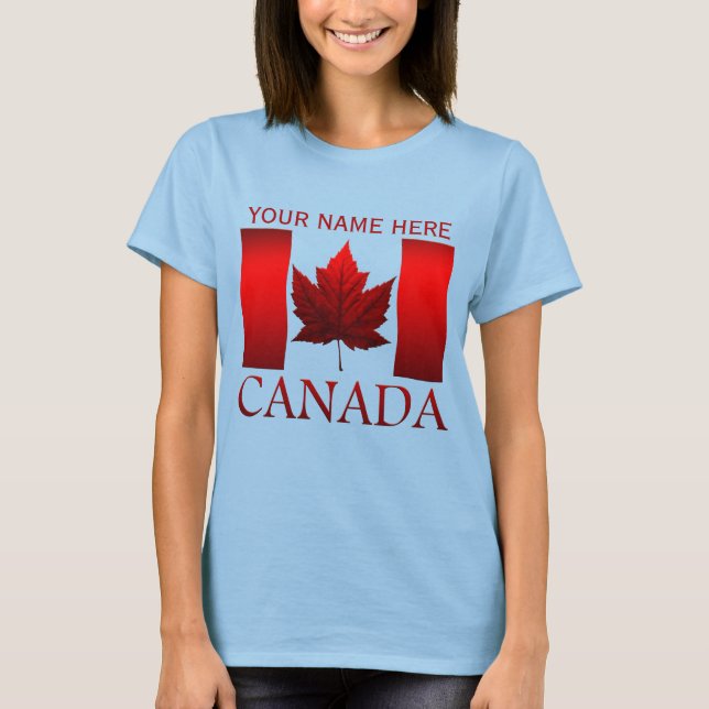 Camiseta Canadá Bandeira T-Shirt Personalizado Mulheres (Frente)