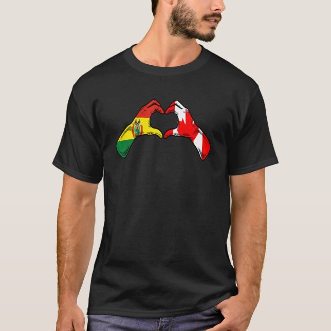 Camiseta Canadá Bolívia Sinalizador Canadense Coração Boliv (Frente)