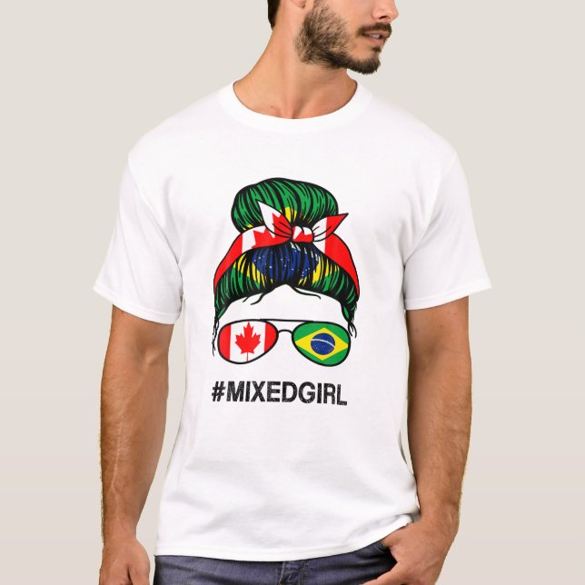 Camiseta Canadá Brasil Bandeira do Canadá Brasil Mensagem d (Frente)