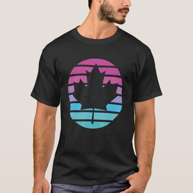 Camiseta Canadá Canada Flag Retro Sun com Maple (Frente)