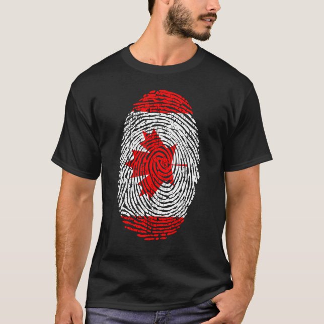 Camiseta Canadá canadense Flag Fingerprint Maple Leaf Citiz (Frente)