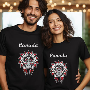 Camiseta Canadá Colorido Chefe Indígena Indígena Nativo Ame