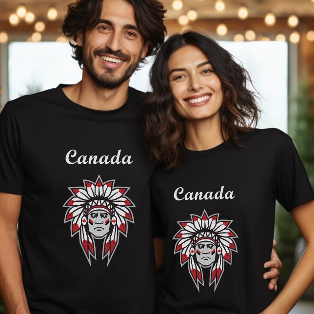 Camiseta Canadá Colorido Chefe Indígena Indígena Nativo Ame (Criador carregado)