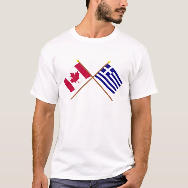 Camiseta Canadá e bandeiras cruzadas piscina (Frente)